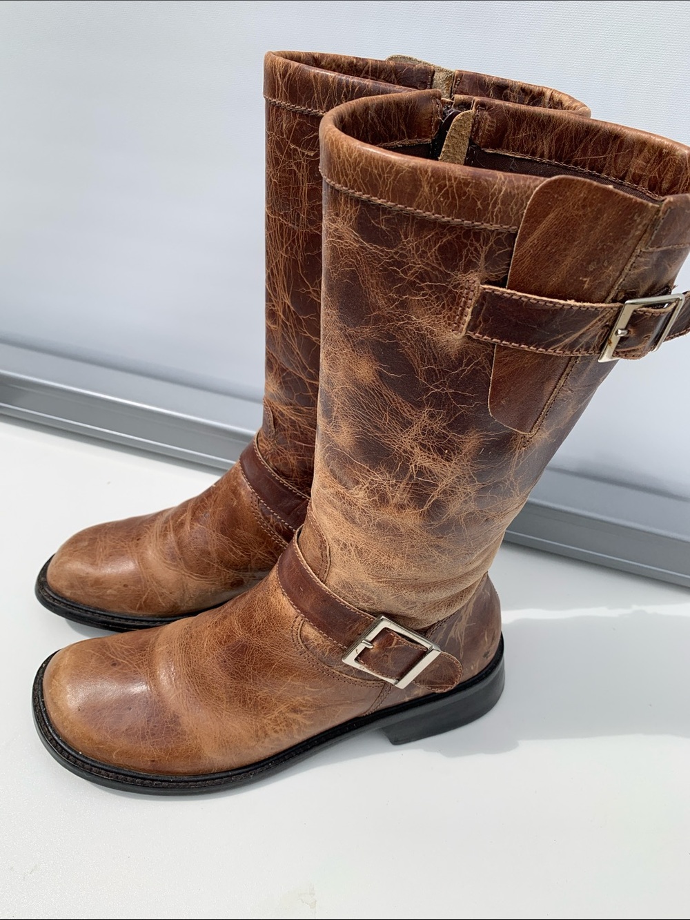 Matisse Brazil Brown Leather Mid-Calf Harness Boots